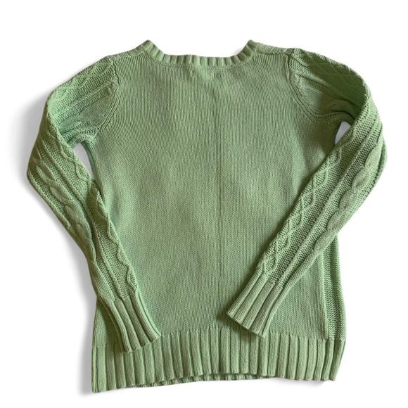 Mint Green Cable Knit fisherman sweater chunky winter - Picture 5 of 6